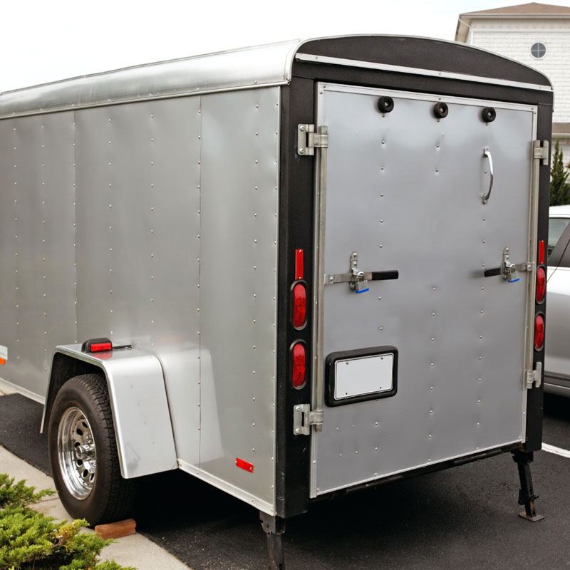 closeup of the back of a trailer